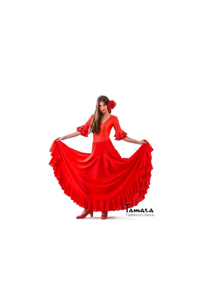 Jupes flamenco FEMME modèle Jupe flamenco Alborea - Tricot Rouge