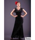 Falda flamenco Lerele - Punto elastico y gasa Lunares blancos