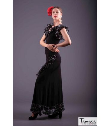jupes de flamenco femme sur demande - Falda Flamenca TAMARA Flamenco - Flamenco jupe Lerele - Point élastique et gaze blanche à pois