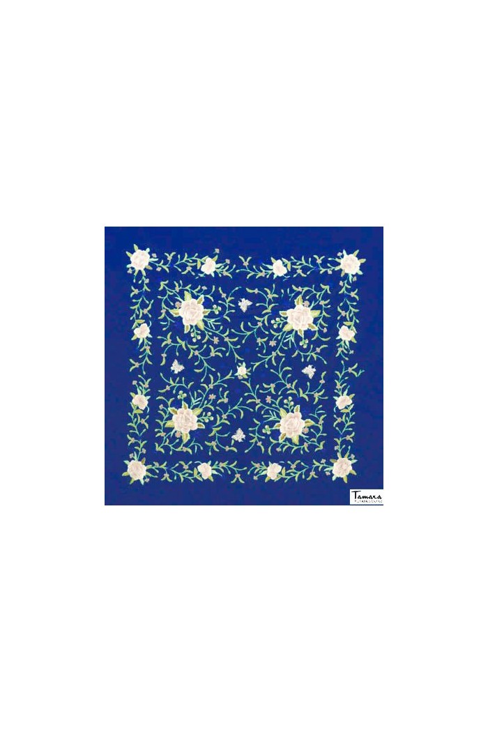 Châle Manille brodé Carré modèle Châle Manille Franges Beiges - Brodé Tons terreux Beige