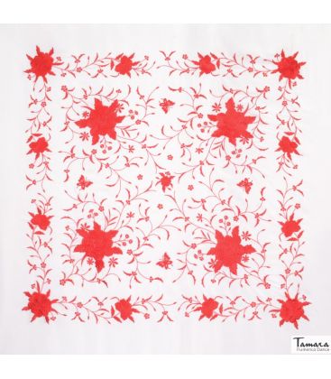 square embroidered manila shawl in stock - - Manila Spring Shawl - Red Embroidered