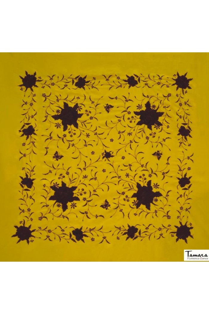  Square Embroidered Manila Shawl model Manila Spring Shawl - Black Embroidered Verde Agua