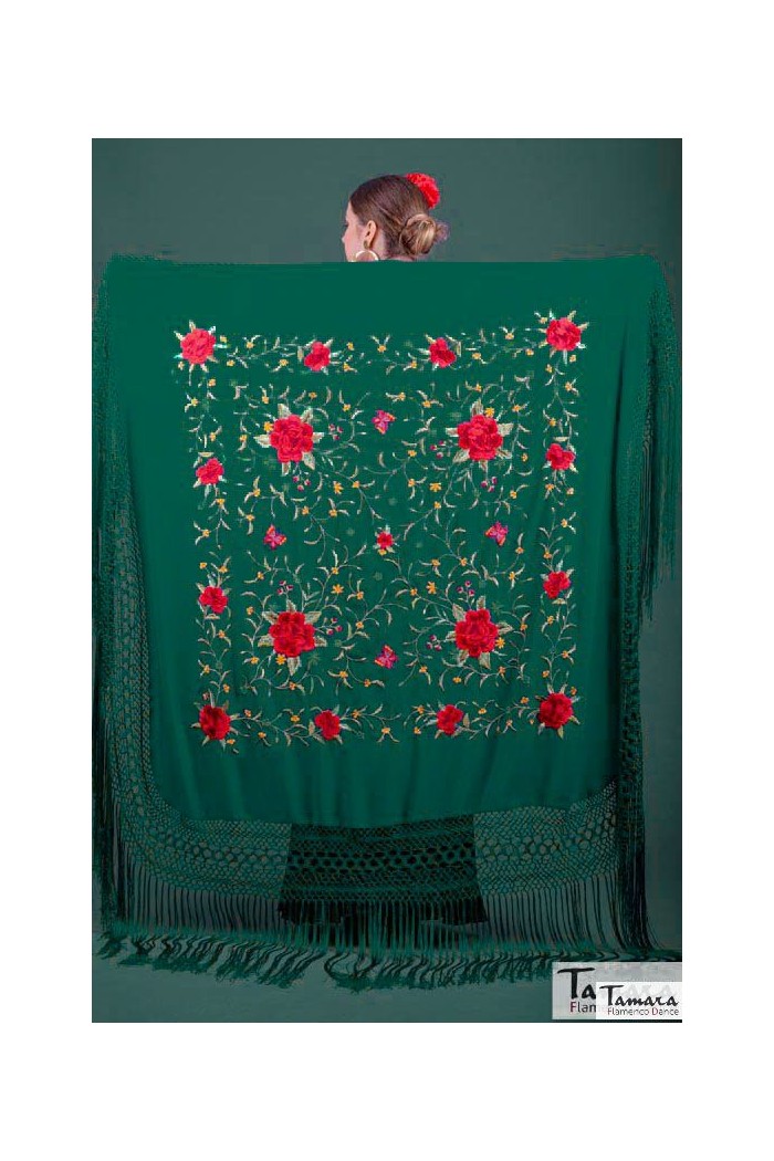 Manton Manila Bordado Cuadrado modelo Manton de Manila Primaveral - Bordado Multicolor Malva