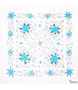 Manila Spring Shawl - Blue Tones Embroidered