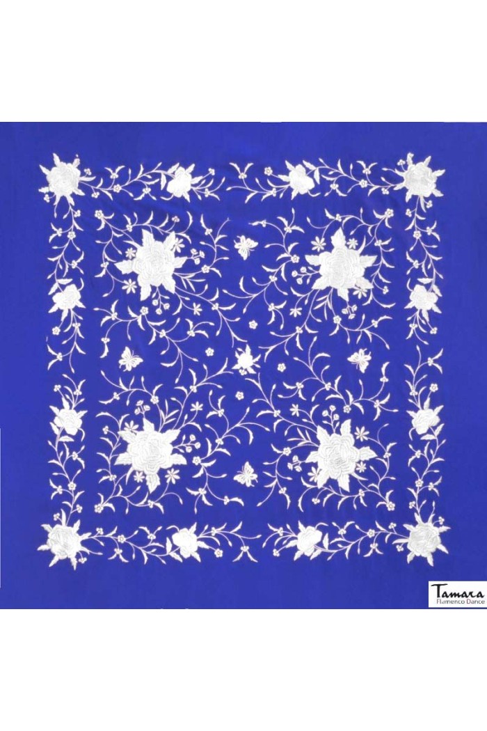 Châle Manille brodé Carré modèle Châle Printemps Manille - Brodé Blanc Rose