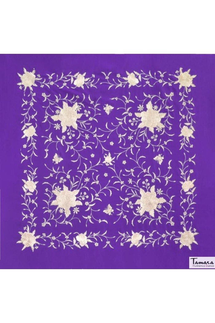 Châle Manille brodé Carré modèle Châle Printemps Manille - Brodé Beig Oro