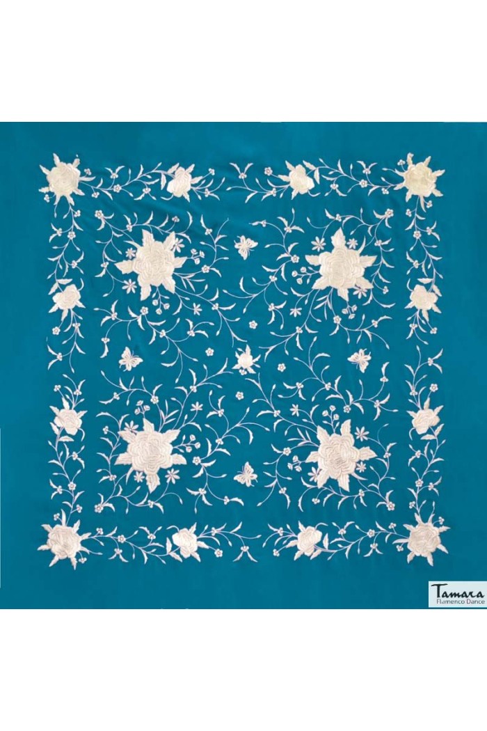 Châle Manille brodé Carré modèle Châle Printemps Manille - Brodé Beig Oro