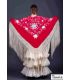 square embroidered manila shawl by order - - Manila Shawl Ivory fringes - Ivory Embroidered