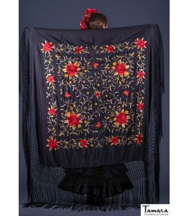 Manila Spring Shawl - Red and Gold Embroidered