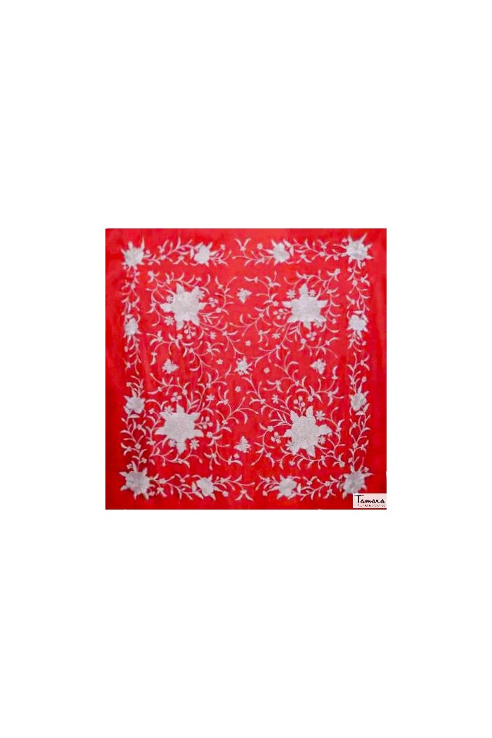 Châle Manille brodé Carré modèle Châle Printemps Manille - Brodé Beig Oro