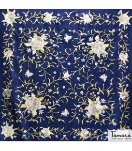 manila shawl personalised - - Manila Shawl Beige fringes - Earth Tones Embroidered
