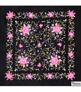 Châle Printemps Manille - Broderie nuances fuchsia (In stock)