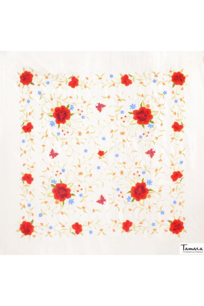 Châle Manille brodé Carré modèle Châle Printemps Manille - Brodé Multicolores Mauve