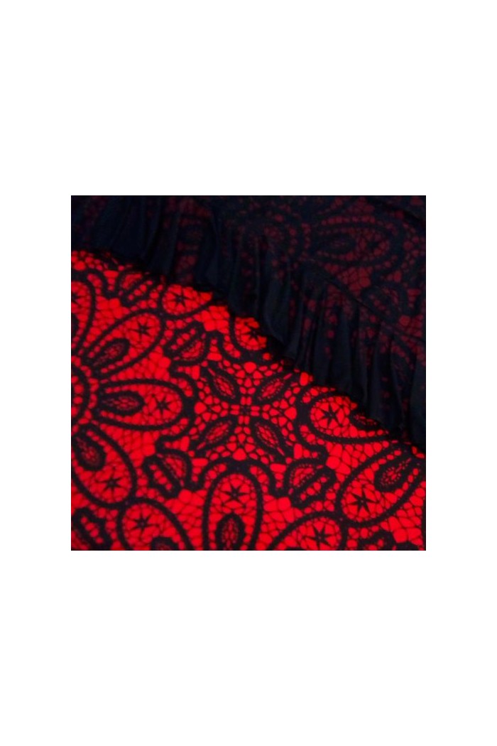 Jupes flamenco FEMME modèle Jupe flamenco Jupe Carmencita - Tricot élastique imprimé Imprimé en rouge