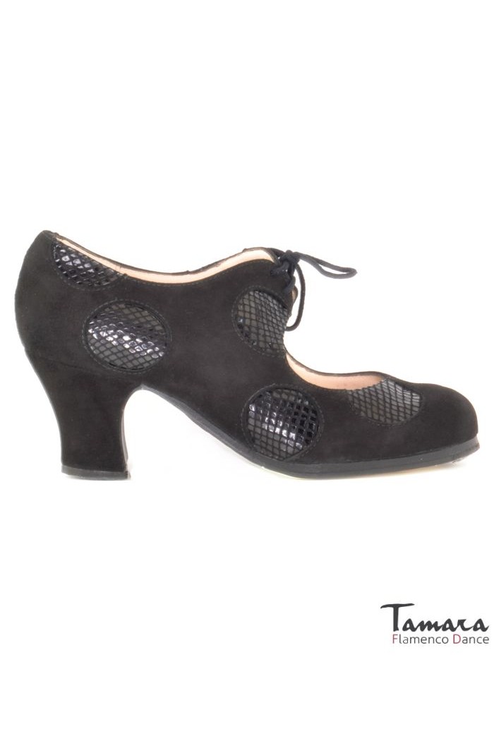  Flamenco shoes - Professionals model Flamenco shoes Cordonera with Polka Dots negro-rojo