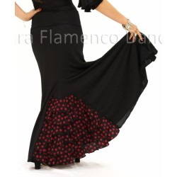 Faldas flamencas de NIÑA modelo Falda flamenco Almería con lunares niña - Viscosa (falda-vestido) Negro lunares rojos