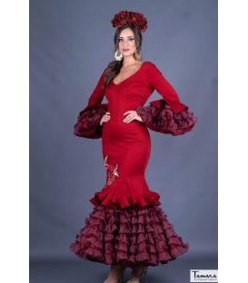 trajes de flamenca en stock envío inmediato - Vestido de flamenca TAMARA Flamenco - Talla 38 - Alhambra Bordado (Burdeos)