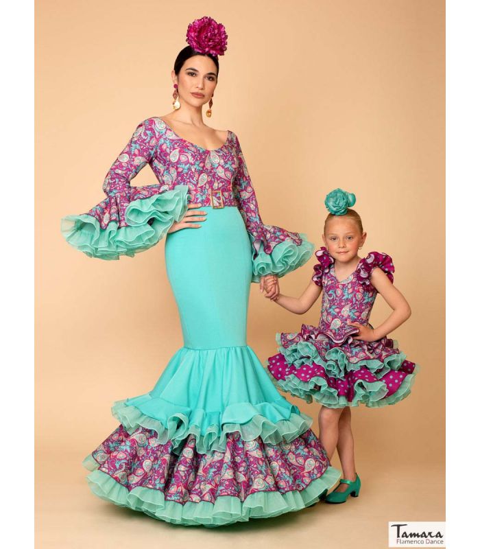 Zapato de flamenco para niña azul lunares blancos barato -Ytutanflamenca