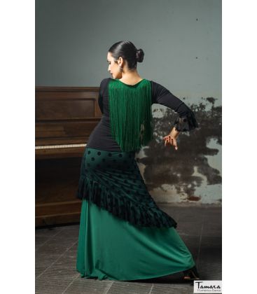 faldas flamencas mujer en stock - Falda Flamenca TAMARA Flamenco - Falda Carmela - Punto y tul elástico Lunar Negro