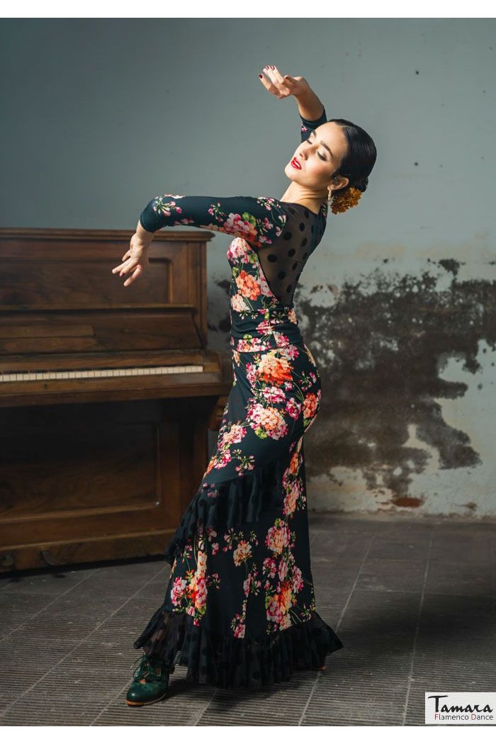 Jupes flamenco FEMME modèle Jupe flamenco Jupe flamenco Yumbel - Tulle et point élastique Imprimé floral coloré