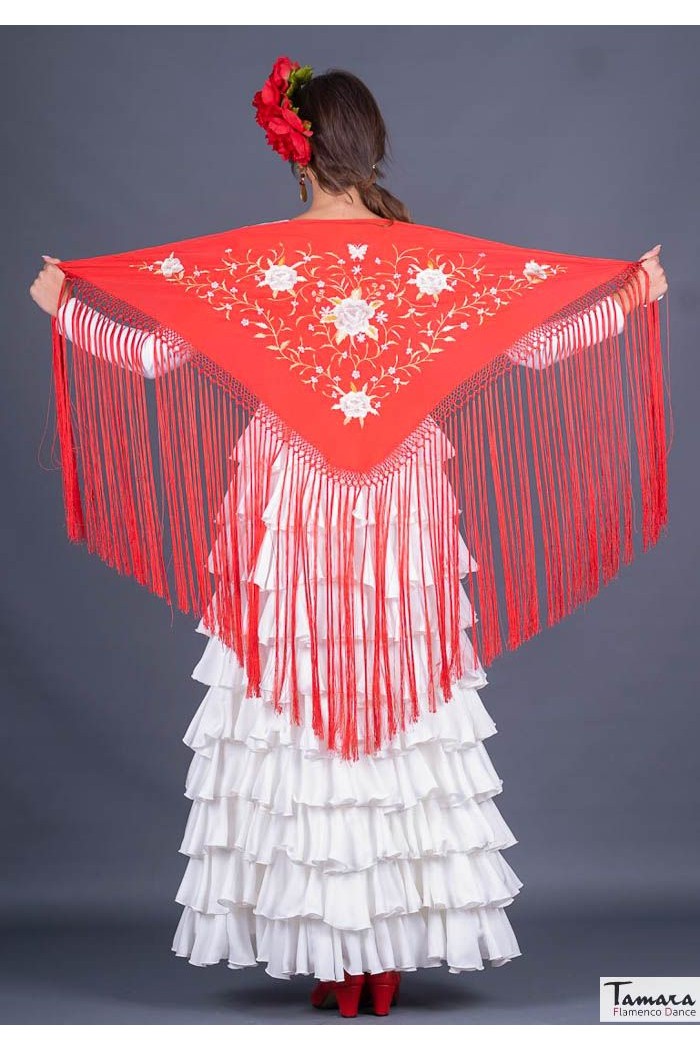  Embroidered flamenco shawl model Florencia Shawl - Embroidery Earth and gold Light Blue