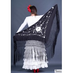 Manton Manila Bordado Triangular - EN STOCK modelo Manton Roma - Bordado Blanco Rojo