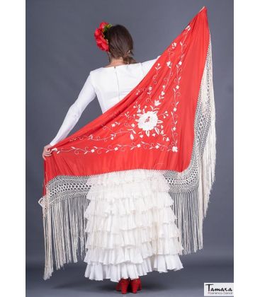 spanish shawls - - Roma Shawl Ivory Fringe - Ivory Embroidered