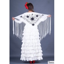 Mantoncillo bordado flamenca modelo Mantoncillo Florencia - Bordado Negro Blanco