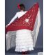triangular embroidered manila shawl in stock - - Roma Shawl Ivory Fringe - Earth tons Embroidered