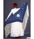 triangular embroidered manila shawl in stock - - Roma Shawl Ivory Fringe - Embroidery Earth and gold