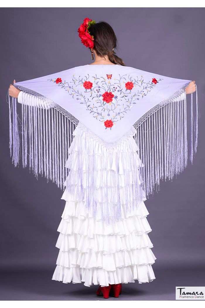 Mantoncillo bordado flamenca modelo Mantoncillo Florencia - Bordado multicolor Azulina