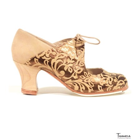 Chaussures professionnelles de flamenco modèle Chaussures de flamenco Arty - Diseño 05 - Daim - Bois - Carrete 6cm - Normal Diseño 05