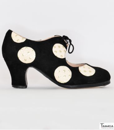 in stock flamenco shoes professionals - Begoña Cervera - Cordonera with Polka Dots - In stock