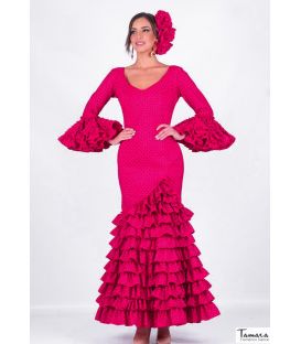 trajes de flamenca en stock envío inmediato - Vestido de flamenca TAMARA Flamenco - Talla 38 - Paris (Fuxia lunar negro)