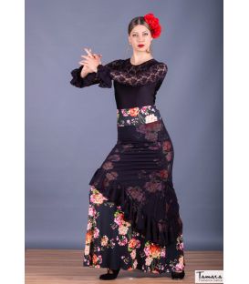 faldas flamencas mujer en stock - Falda Flamenca TAMARA Flamenco - Falda Carmela - Tul y Punto elástico Estampado (En Stock)