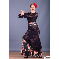 Jupes flamenco FEMME modèle Jupe flamenco Jupe Carmencita - Tricot élastique imprimé Beig estampillé