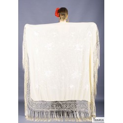 Châle Manille brodé Carré modèle Châle Printemps Manille - Brodé Beig Bleu marine