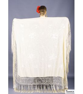 square embroidered manila shawl in stock - - Manila Spring Shawl - Beig Embroidered (In stock)