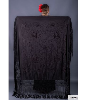 manila shawl personalised - - Manila Spring Shawl - Black Embroidered