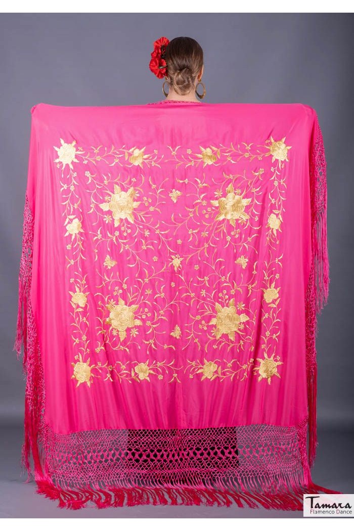  Square Embroidered Manila Shawl model Manila Spring Shawl - Golden Embroidered Bordeaux