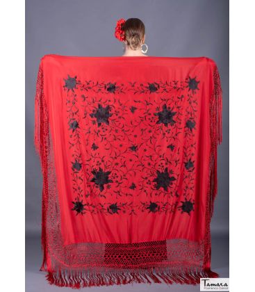 square embroidered manila shawl in stock - - Manila Spring Shawl - Black Embroidered (In stock)