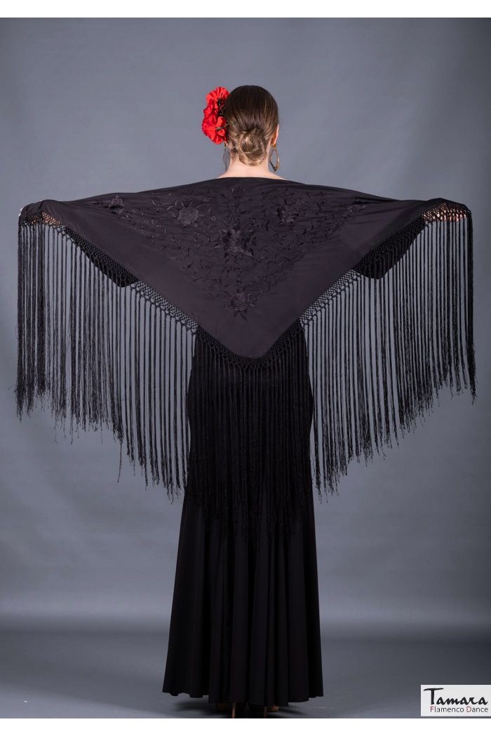 Mantoncillo bordado flamenca modelo Mantoncillo Florencia - Bordado Negro Maquillaje