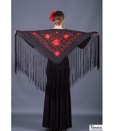 embroidered flamenco shawl in stock - - Florencia Shawl - Red Embroidered