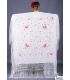 square embroidered manila shawl in stock - - Manila Spring Shawl - Embroidered Pink gold and ivory (In stock)