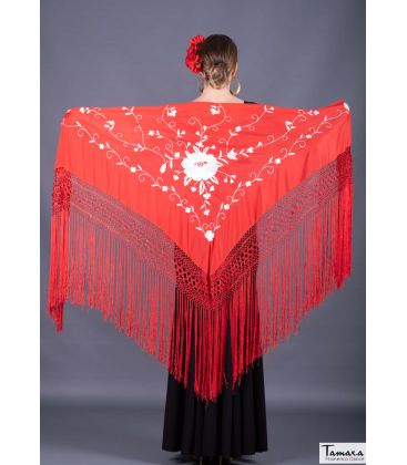 triangular embroidered manila shawl in stock - - Roma Shawl - White Embroidered