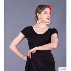 Maillot, body et haut de flamenco FEMME modèle Body Tamara (manches courtes) - Polyamide Noir
