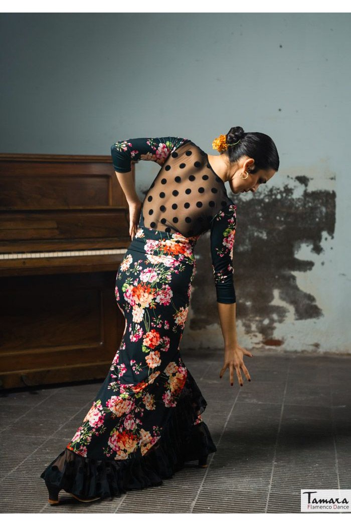 Jupes flamenco FEMME modèle Jupe flamenco Jupe flamenco Yumbel - Tulle et point élastique Imprimé floral coloré