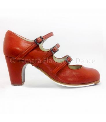 zapatos de flamenco profesionales personalizables - Begoña Cervera - zapato de flamenco begoña cervera 3 correas teja