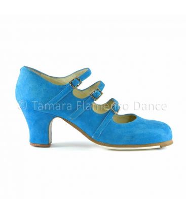 zapatos de flamenco profesionales personalizables - Begoña Cervera - zapato de flamenco begoña cervera 3 correas azul