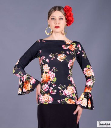 bodycamiseta flamenca mujer en stock - Maillots/Bodys/Camiseta/Top TAMARA Flamenco - T-shirt Albores - Tricoté élastique (En Stock)